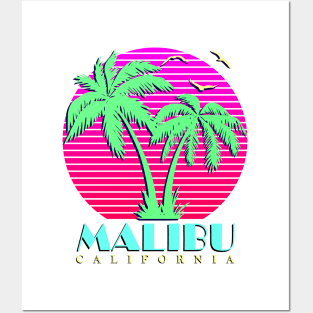 Malibu California Palm Trees Sunset Posters and Art